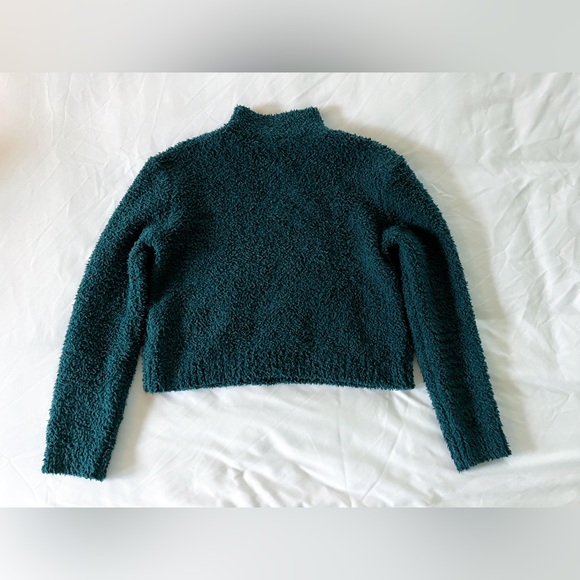 Kendall & Kylie Green Fuzzy Quarter-zip Pullover Sweater Size Small - Picture 6 of 11